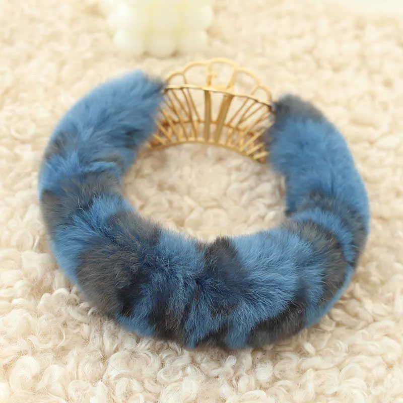 Natural Rabbit Fur Headband Fashion Soft Warm Women Cute Colorful Hair Real Fur Head Hoop Bands Accessories Female Headdress X0722