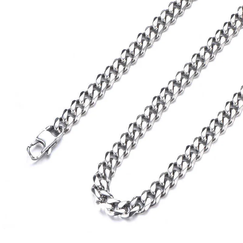 Collier pour hommes Chaîne de cou en acier inoxydable Hip Hop Long Collier Cuban Link Chains Colliers Bijoux sur les cadeaux de cou pour mâle Q0809