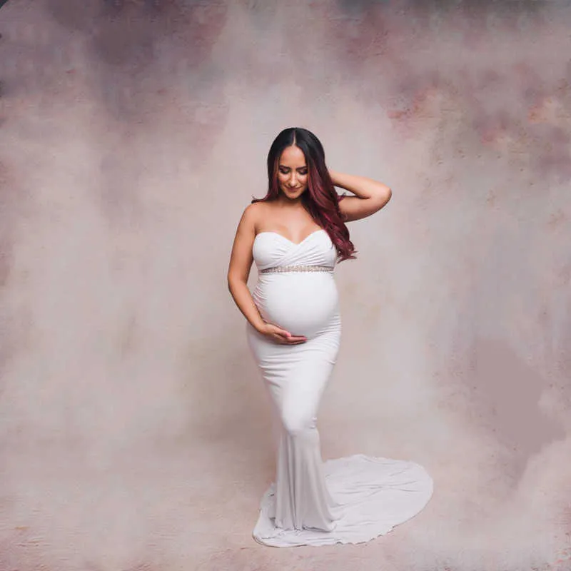 Off-the-ombro maternidade fotografia vestido stretchy jersey mulher grávida mulher sereia vestidos longos para foto shoot y0924