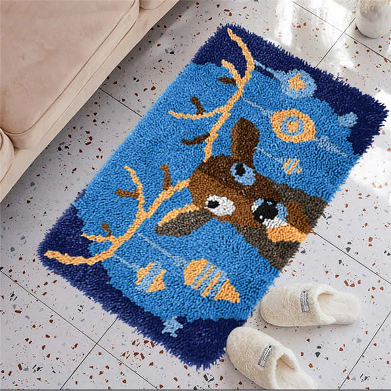 DIY Nakış Ren Geyiği Mandal Kanca Kitleri Halı Tığ Tapis Güzel Hayvan İğne Halı Goblen Kitleri Için Desen Chrismas Deco 210928