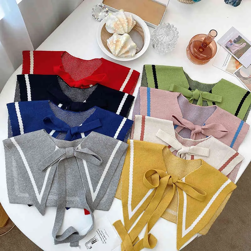 Spring Summer Bowknot Fake Collar Women Female Knited Versatile Sunscreen Air Conditioning Room Shoulder Shawl Scarf