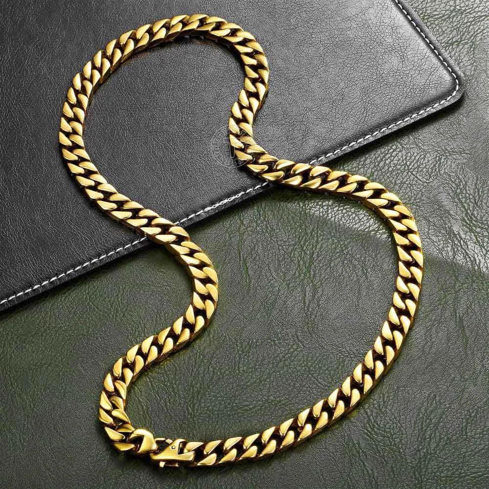 Collana a catena da uomo cubana Trendsmax, zucca da 10 mm, acciaio inossidabile 316l, argento, gioielli hip-hop pesanti, Hnm 26 Q0809