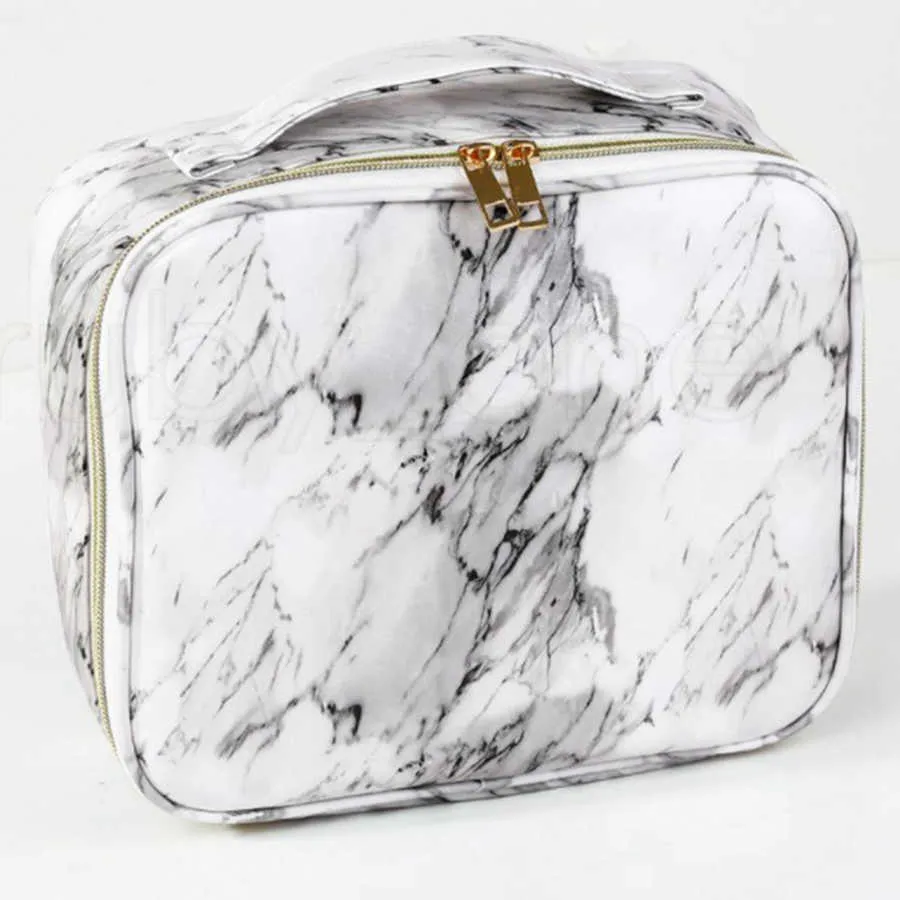 Marbling Makeup Cosmetic Zipper Bag Fashion Travel Poratble Wash Bags Handväska PU Multi-Function Storage Bags 