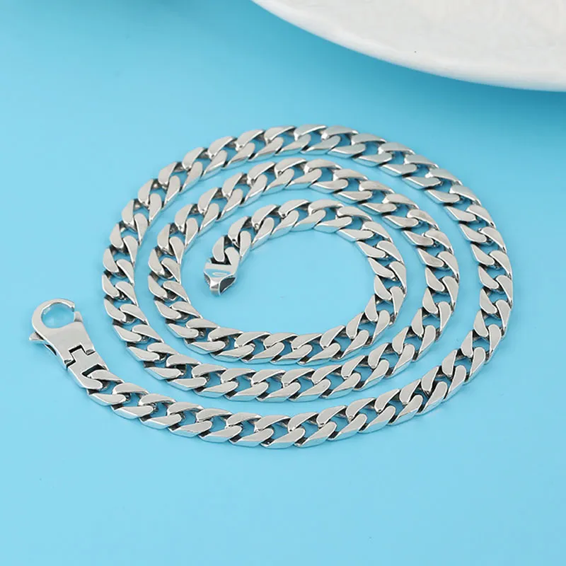 100% solide S925 Collier de chaînes cubaines en argent sterling miami pour hommes serrure de bijoux pour hommes 7 mm 50 55 60cm