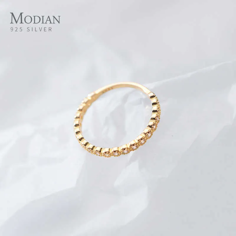 Modian High Quality 925 Sterling Srebrny świetlisty cyrkon Prosty stosy w stosy ślubne pierścionki zaręczynowe dla kobiet biżury bijoux 2241B
