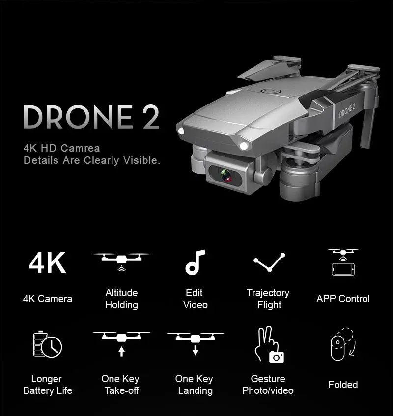 2021 E68Pro Mini Drones HD 4K 1080p WiFi FPV Camera Drones Mode Mode RC Drone Drone Quadcopter Kids Gift E58E684237322