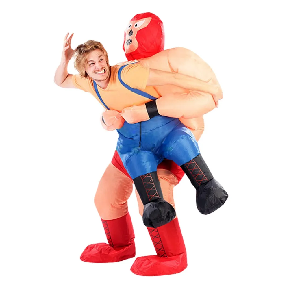 Mascot CostumesFunny Wrestler kostym Den starka mannen kastade mig ut i hans armar fancy klä upp för jul Halloween vuxen människa docka