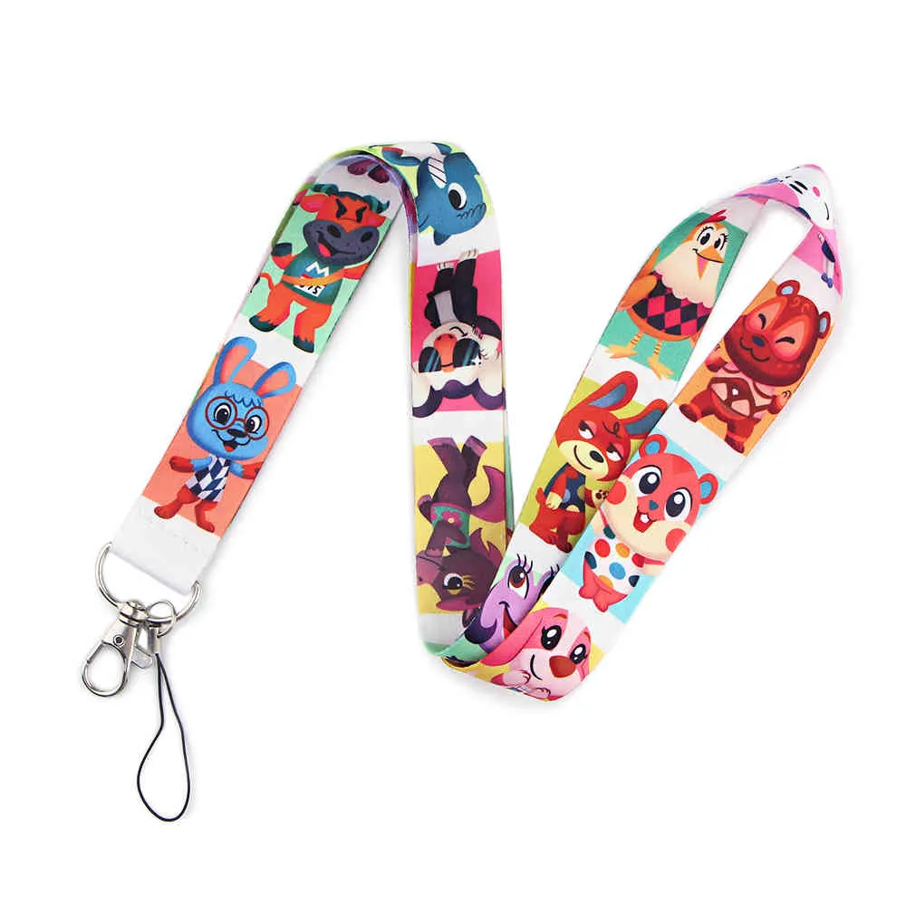 10st / parti J2782 Tecknade djur Världen Keychain Keys Badge ID Mobiltelefon Rope Kids Gifts Lanyard med korthållare