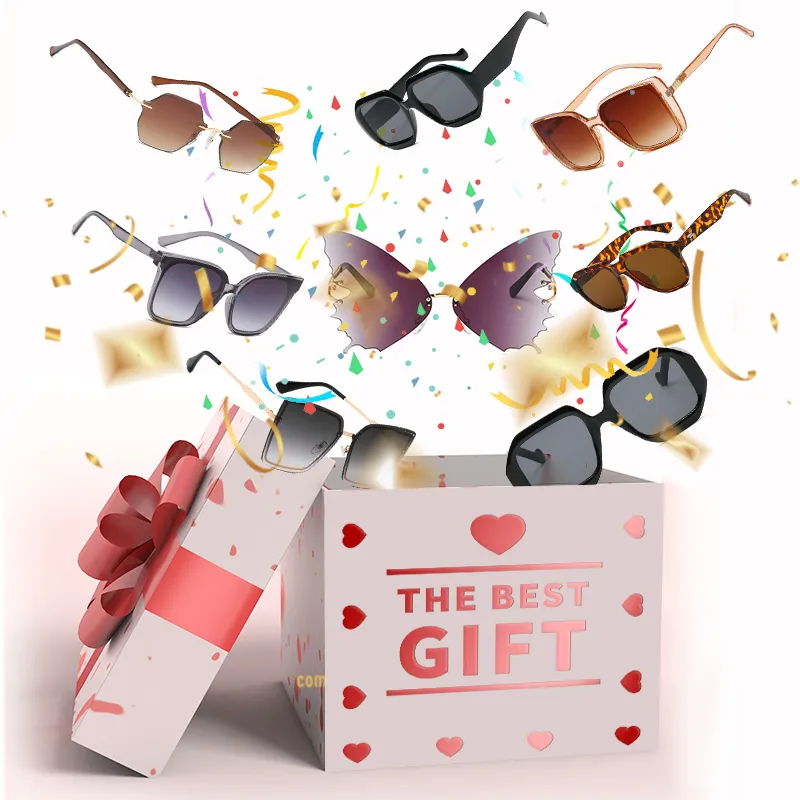 Lucky Mystery Box 100 % Überraschung, hochwertige polarisierte Sonnenbrille für Damen und Herren, UV400, Retro-Rahmen, Designer-Weihnachtsgeschenke, die meisten po261x