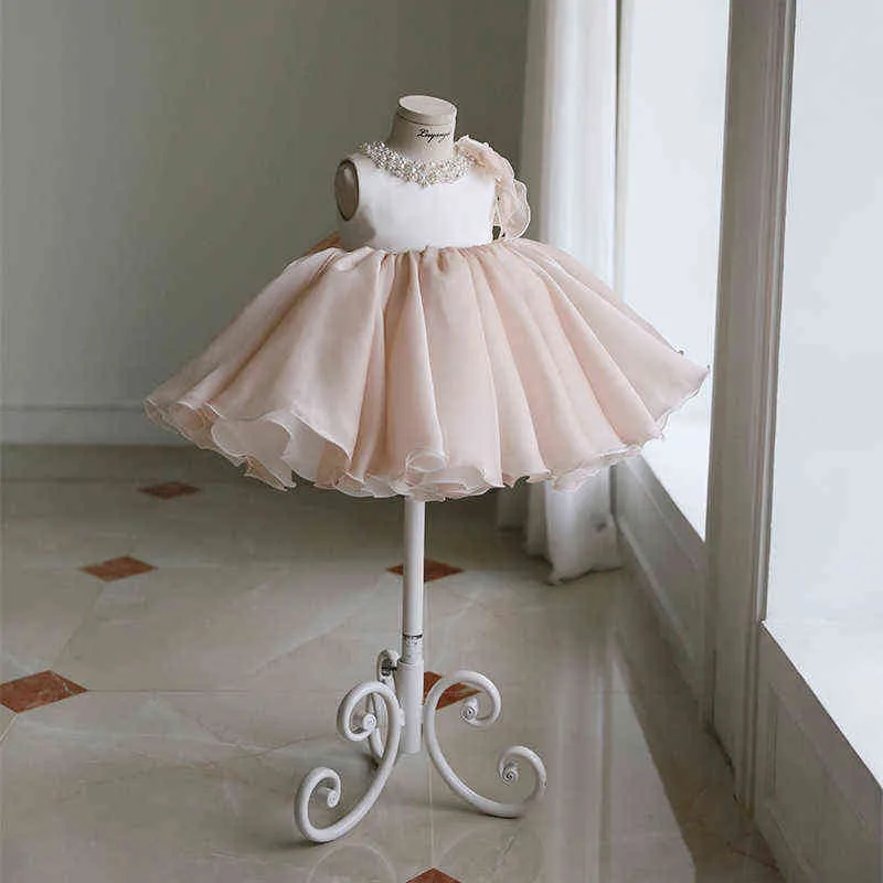 Filles Robe D'anniversaire De Mariage Princesse Enfants Robes Pour Fille Tutu Perle Adolescent Enfant En Bas Âge Bébé Baptême Baptême Robe De Bal G1129