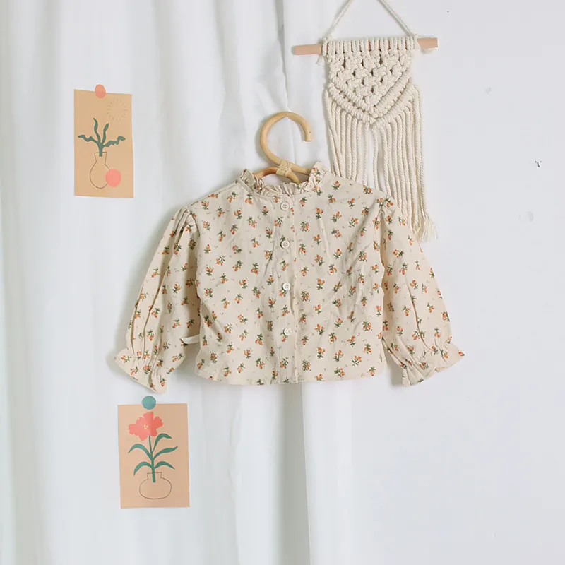 Roupas de bebê vintage conjunto outono 2 peças meninas blusa floral + bebê bodysuit macacão recém-nascido bebê meninas roupas roupas 210413