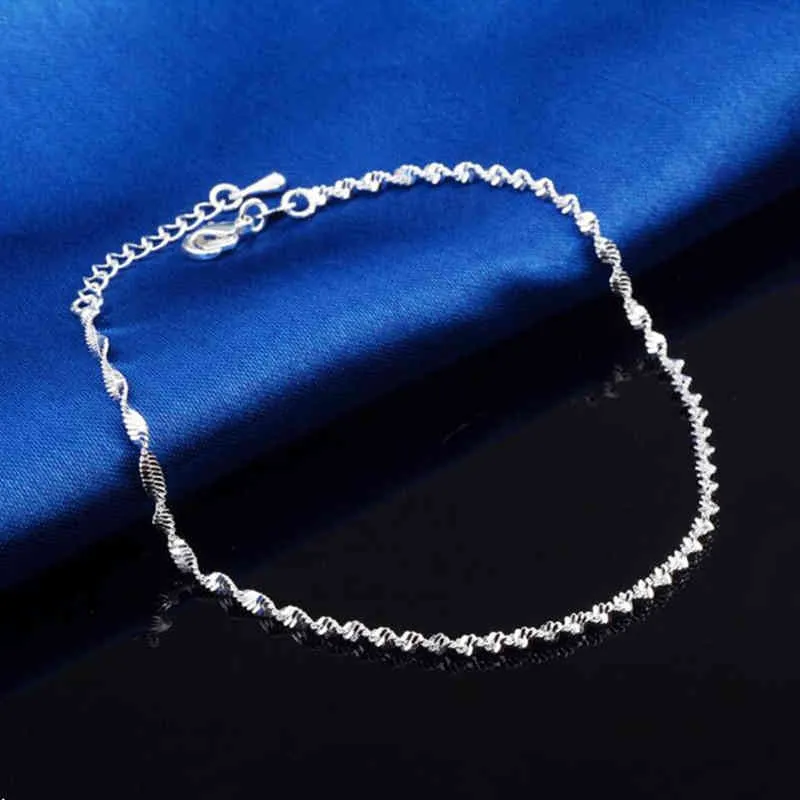 Mode Ed Weave Ketting Voor Vrouwen Enkelband 925 Sterling Zilveren Enkelbanden Armband Voor Vrouwen Voet Sieraden Enkelband Te Voet 210507244n