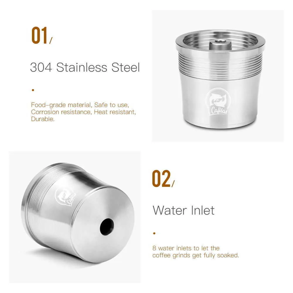 Recafimil Refillable Capsule Resuable Filter Cup for illy X Y Coffee Machine Metal Stainless Steel Pod 211008