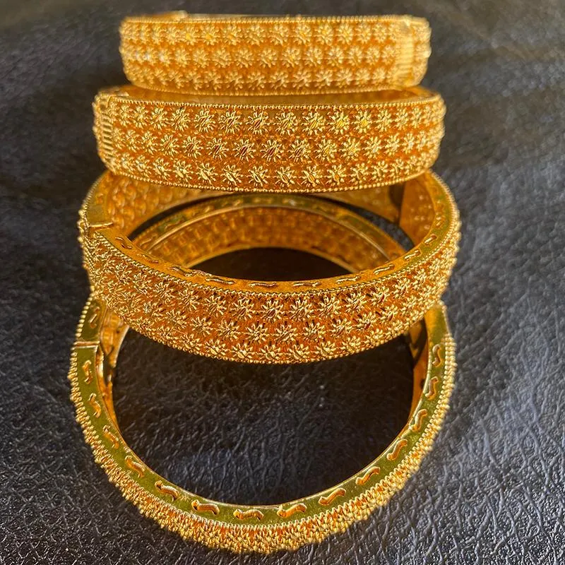 Bangle Dubai Bangles For Women Gold Color Islam Middle East 24k Ethiopian Bracelets Wedding Jewelry African Gifts260h