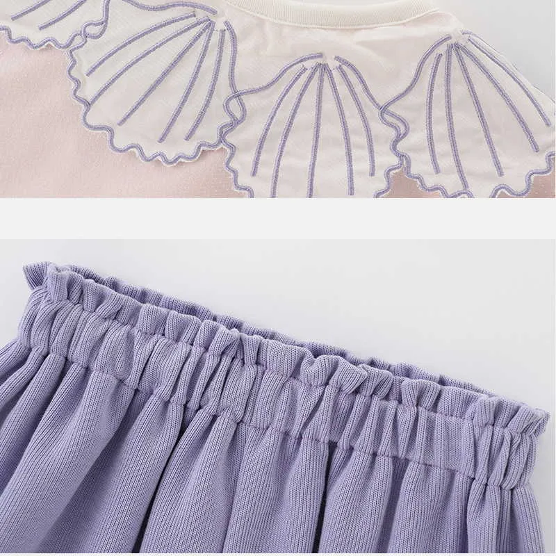 Primavera Bebê Meninas 2-PCs Conjuntos Long Slow Sleeves Shell Shell Top + Bow Shorts com Cabeçal Crianças roupas E9120 210610