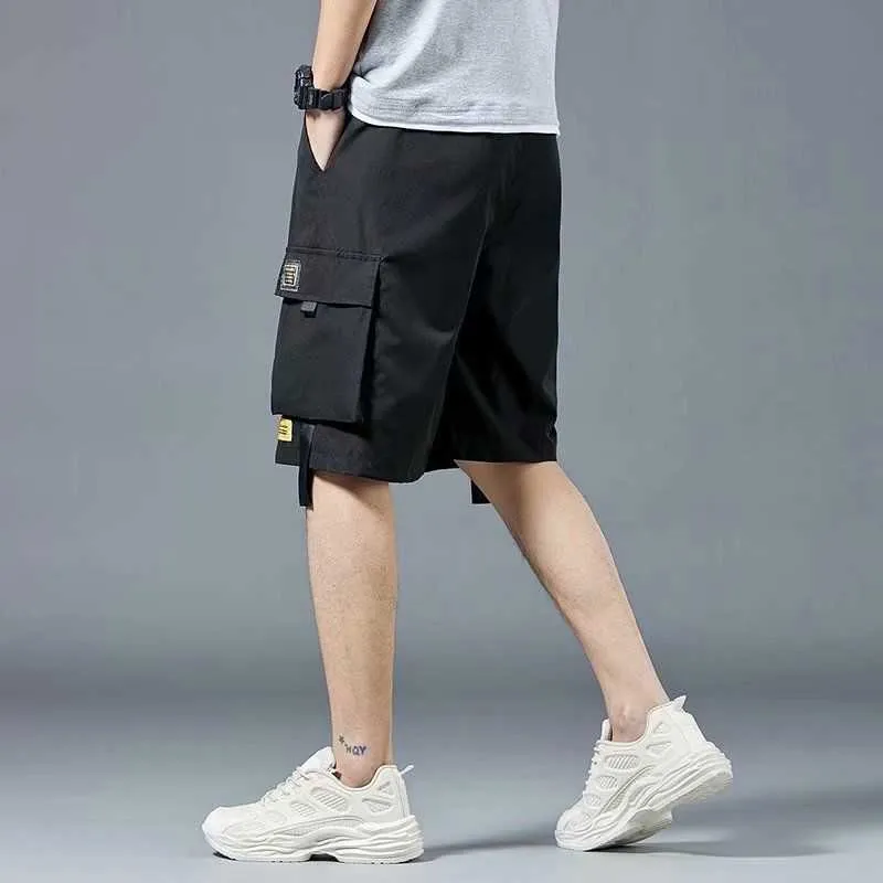 Sommer Casual Shorts Männer Taschen Schwarz Cargo Hosen für Männliche Mode Täglichen Sport Streetwear Techwear Army Beach 210714