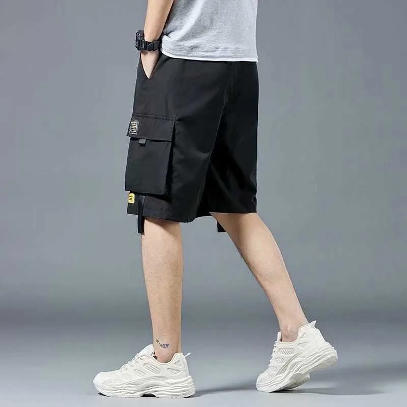 Summer Casual Shorts Men Pockets Black Cargo Pants for Male Fashion Daily Sport Streetwear Techwear Army Beach 210714