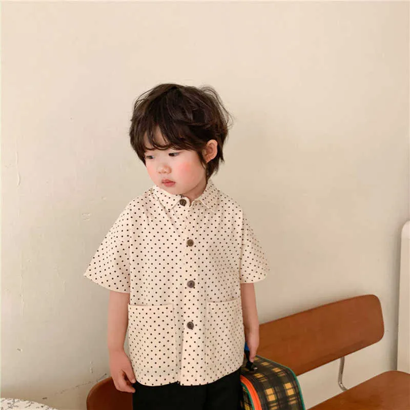 Camisas de manga corta con puntos para niños y niñas de verano, camisetas casuales holgadas unisex para niños de 2 a 6 años 210615