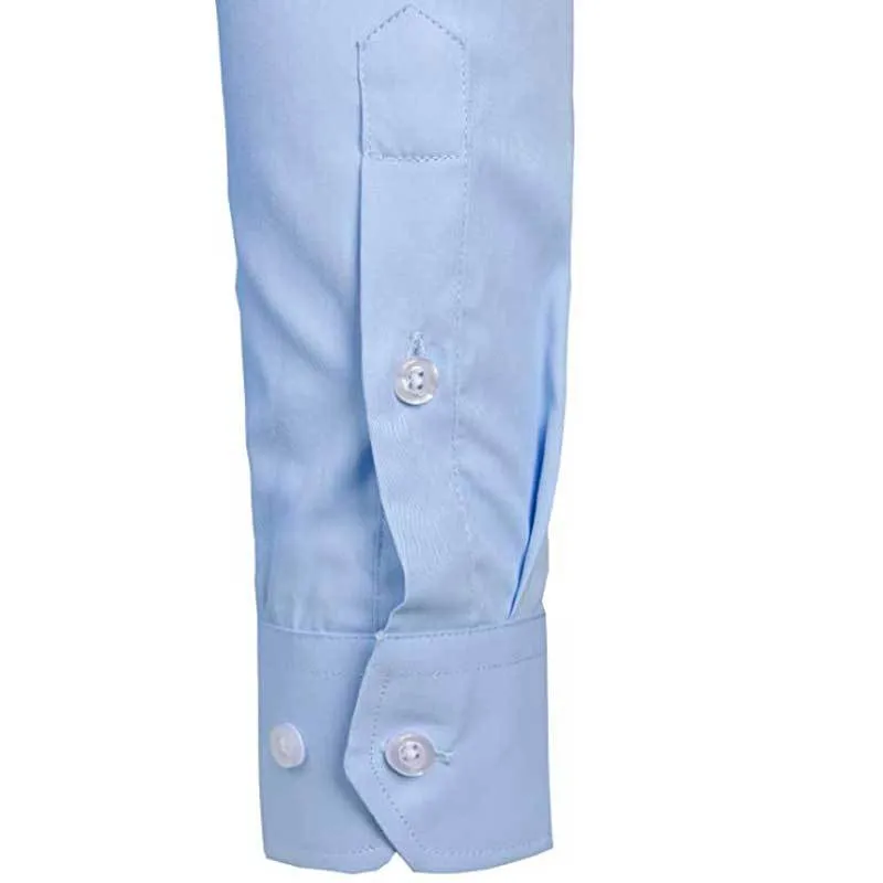 Céu do homem azul Slim Fit Dress Camisas Slim Fit Camisa de Manga Longa Camisa Homens de Algodão Top Quality Negócio Camisa Formal Com Bolso 210522