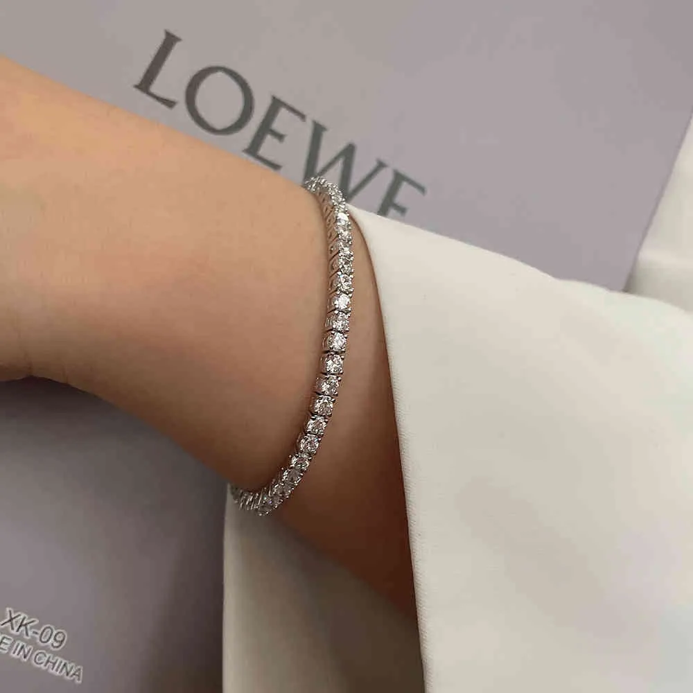 Реал 925 Классические 1521 см теннисные бюджеты 2 мм 3 мм 4 мм 5A Zironia Eternal Wedding Luxury Sellling Silver Bracelet3079232