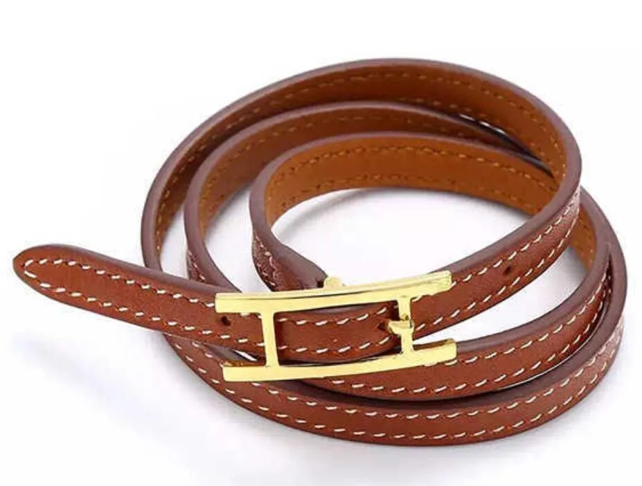 Hletter Leather Men and Women Bracelet Jewelry What Hbelt Bugle Three Layer Leather Bracelet7579975