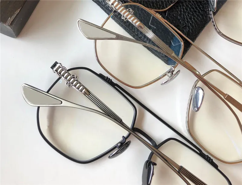 New fashion design optical eyewear 8034 square metal frame with exquisite laser pattern simple and versatile style retro transpare240s