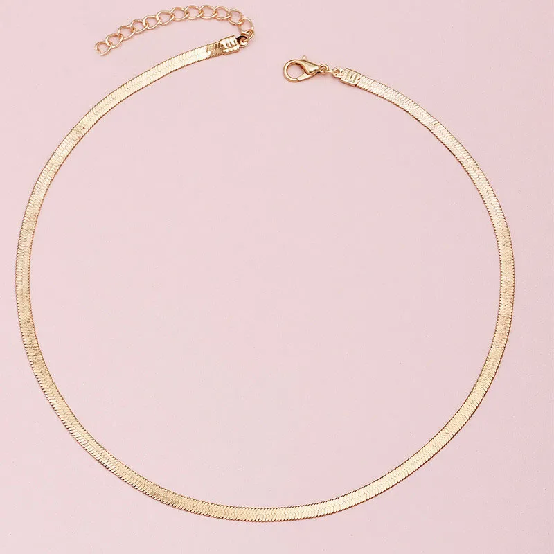 2021 à la mode minimaliste collier ras du cou serpent chaîne femmes Couple bijoux or lame fête cadeau