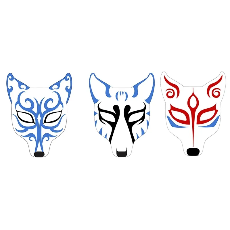 Blanco Japón Anime Fox Kitsune Mask Cosplay Party Props Mascarada Accesorios de disfraces Pub Ropa de Ropa de Halloween Máscaras