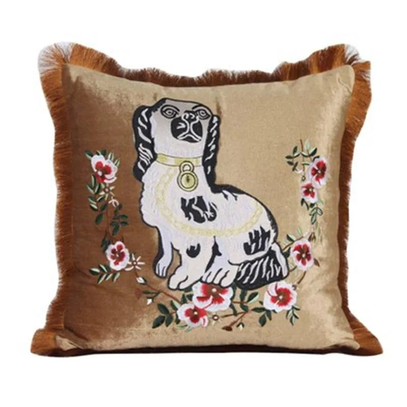 Роскошная дизайнерская подушка с изображением животного, декоративная наволочка, изысканная вышивка, бархатный материал, чехол с изображением головы кошки и змеи и т. д.238E