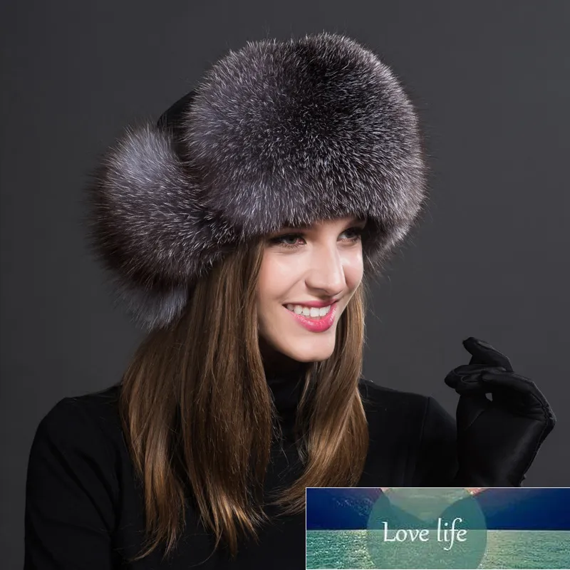100% cálido de invierno para mujer, sombrero de piel de mapache auténtica, sombrero de bombardero de piel auténtica rusa con orejeras para mujer, diseño experto de fábrica Qual300o