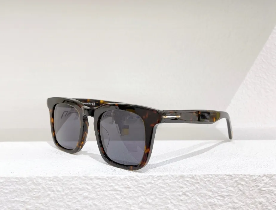 Dax Shiny Black Gray Square Sunglasses 0751 Sunnies Fashion Sun Glases for Men Occhiali Da Sole Firmati UV400 Protection Ieewear 2128