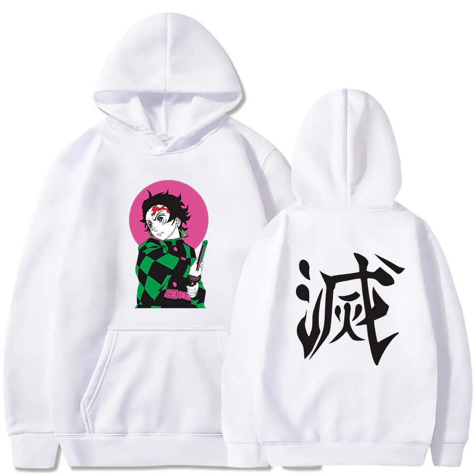 2021 New loose Fashion joker Japan Anime Demon Slayer Hoodies Harajuku Casual Women/men Long sleeve Pullover Sweatshirt H0910