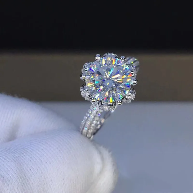 DIWENFU Réel S925 Argent Sterling Blanc Diamant Bijoux Bague pour Femmes Fine CN Origine Anillos Mujer Box