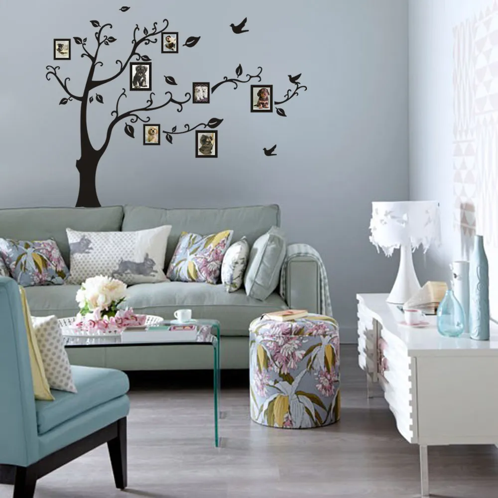 po arbre cadre famille pour toujours mémoire arbre sticker décoratif adesivo de parede amovible pvc sticker mural bricolage zooyoo94AB 210420