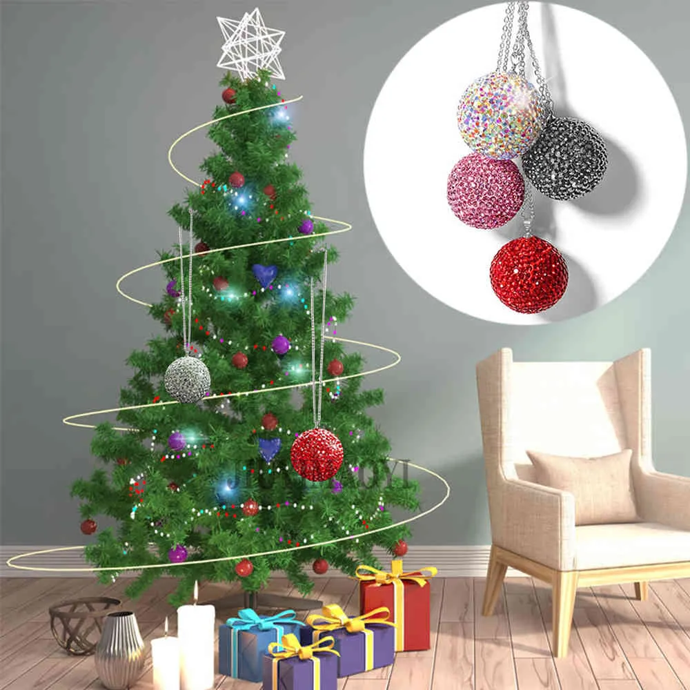 Boule de noël de couleurs assorties, ornements d'arbre, décorations de noël, rétroviseur de voiture, pendentif en cristal, Gif de voiture