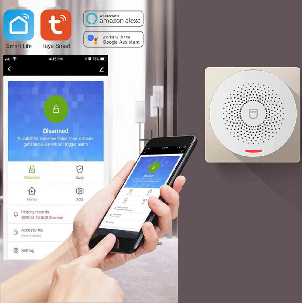 WiFi Intelligent Larm Säkerhetssystem Motion Sensor Smart LifeTuya App Control Kompatibel med Alexa Google Assistant