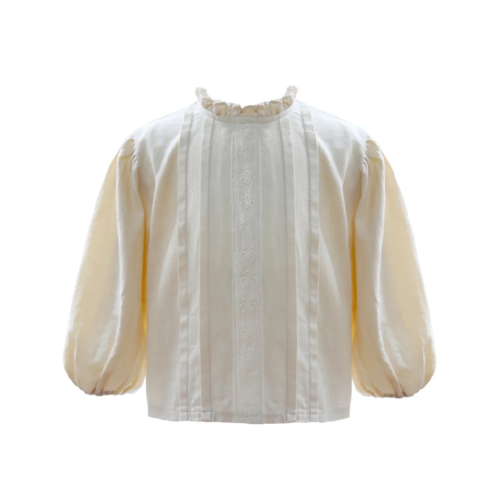 İlkbahar / Yaz Kızların Yumuşak Tüm-Maç Gömlek ile Çocuk Çiçekli Kabarık Kol En Moda Giysileri 210515
