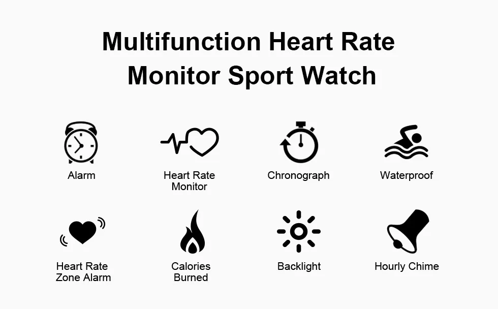 Cardiofrequenzimetro da uomo Orologio digitale da corsa Allarme cronografo Contacalorie Sport con fascia toracica