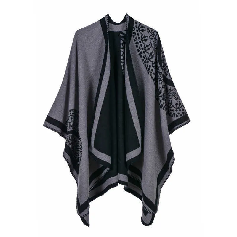 Marca de luxo Ponchos casaco 2020 Cashmere lenços mulheres inverno xailes quentes e envoltórios pashmina espessa capas Cobertor Femme Scarf Q0828