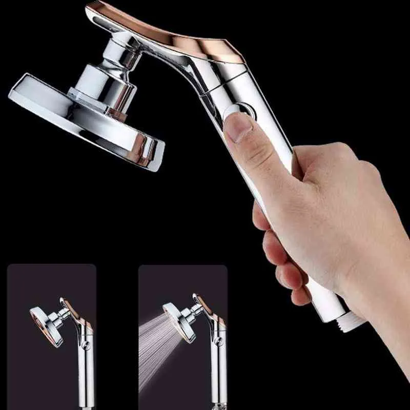 Boquilla de ducha de baño presurizada, parada de agua con un botón, boquilla de ducha de mano, ducha con cabezal móvil H1209