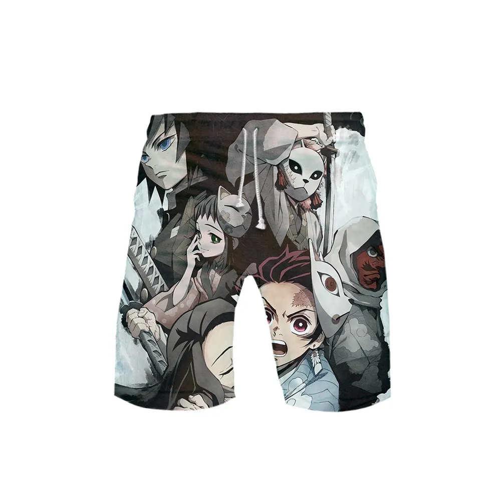 Demon Slayer 3D Board Shorts Trunks Verão Novo Quick Dry Beach Nating Shorts Homens Kimetsu No Yaiba Calças Curtas Praia Roupas Y0408