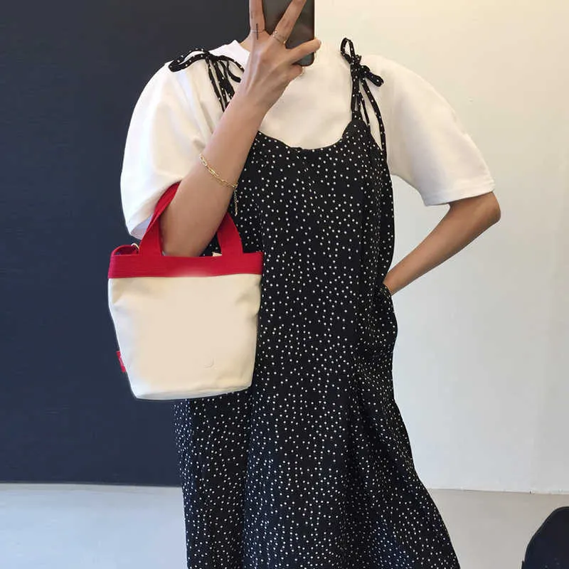 Korejpaa Women Sets Summer Korean Chic Retro Round Neck Loose Puff Sleeve T-shirt Small Polka Dot Wide Leg Sling Jumpsuit 210526