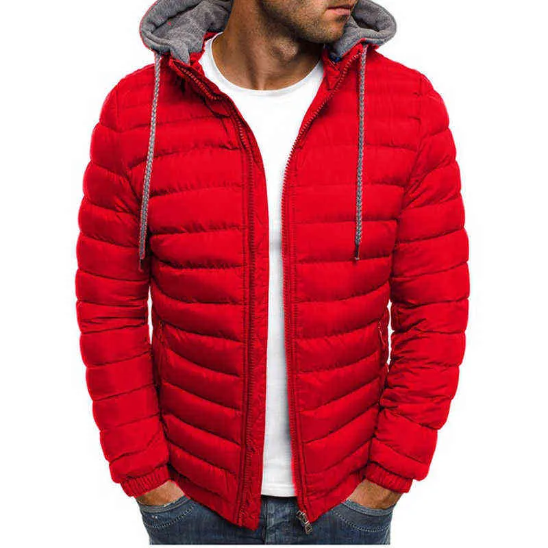 Homens Parkas de Inverno Moda Sólida Casaco de Algodão Capuz Casaco Casual Roupas Morivas Homens Overcoat Streetwear Bailer Jacket 211104