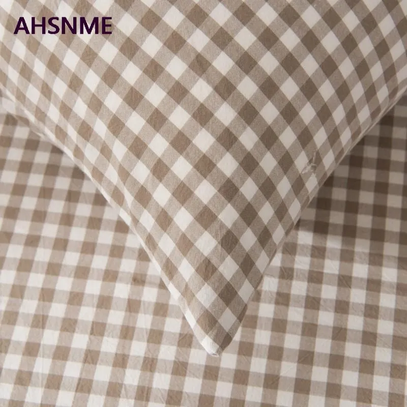 AHSNME Coffee Grid 100% Cotton Pillowcase Special Wrinkle Craft Super Soft Summer Fall Simple Sleep pillowcase 50x75cm 220217