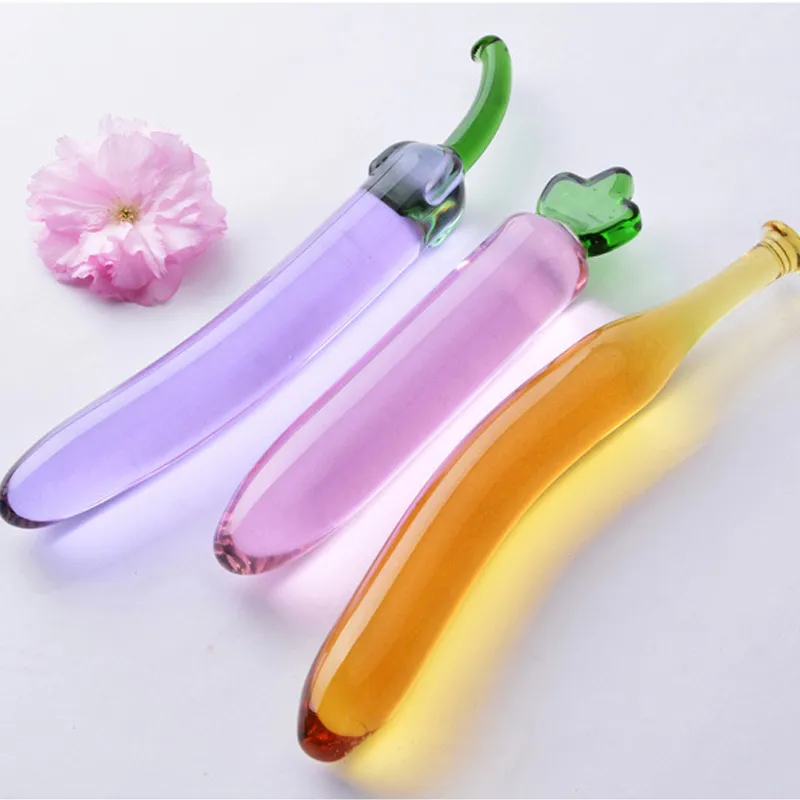 Nxy Sex Products Dildos 5 Species Green and Fruit Form Crystal Dildo for Women Glass Butt Plug Fun s Adult Masturbation Tune Homo's Toy 1216