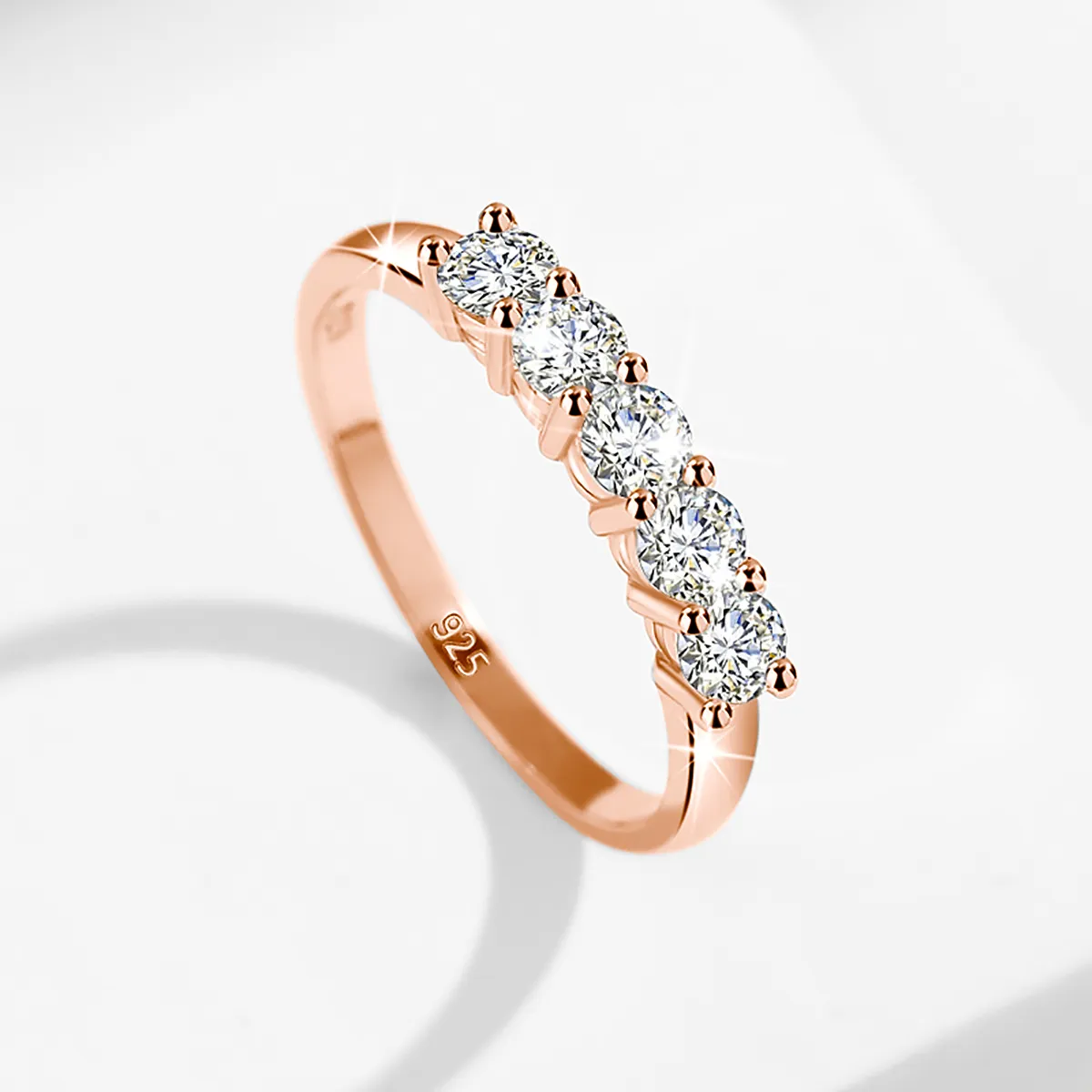 5 камней Moissanite алмазное кольцо женщины 3,5 мм 0.2ct Total 1CT обручальные кольца сертифицированы 14K розовое золото цвета 925 серебряные украшения