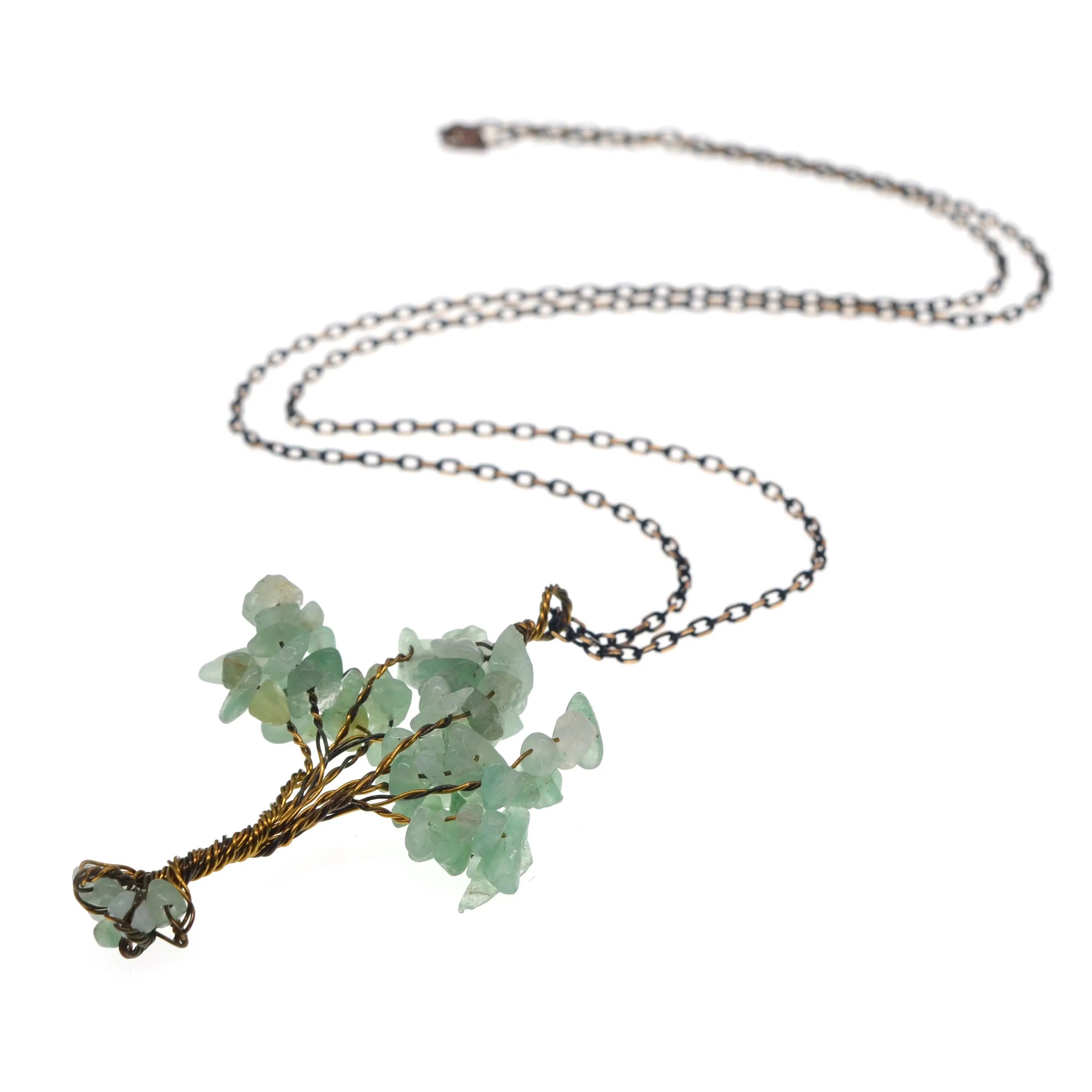 Natural Edelsteinperlen Baum des Lebens Anhänger Amethyst Rose Kristall Halskette Edelstein Chakra Jewelry333d