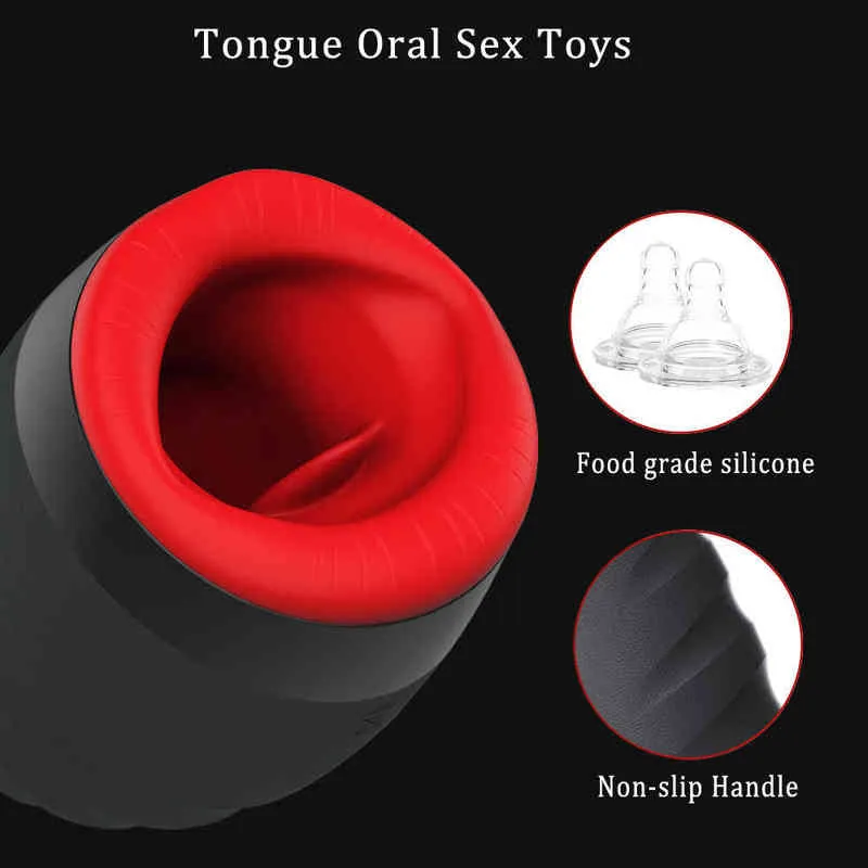 NXY Sex men masturbators Waterproof Masterbation Toy for Men Powerful Male Masterbator Cup 63 Vibrators Tongue Kiss Mouth Suck He9787082