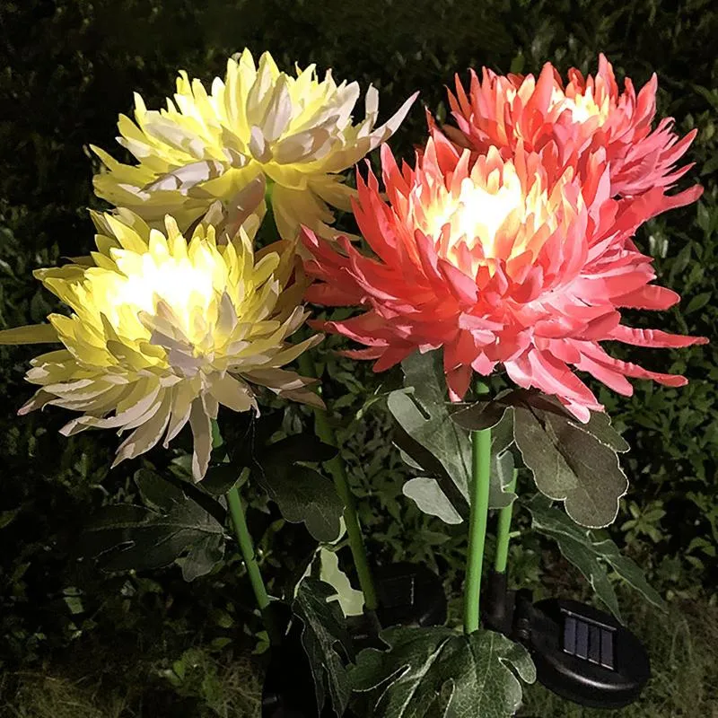 Lampe solaire Led avec fleurs de chrysanthème, Simulation de jardin extérieur, pelouse, lampes de paysage enfichables, 244D