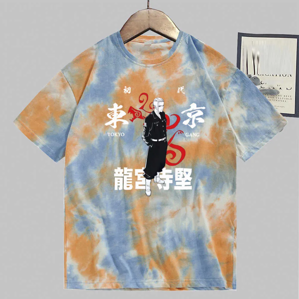 T-shirt tie-dye maschile e femminile Tokyo Revengers Draken a maniche corte con o-collo Y0809